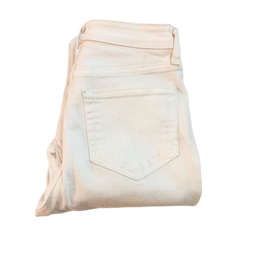 L'agence High Line Skinny High Rise Destruction White Denim Jeans Size 25